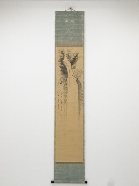 JAPANESE HANGING SCROLL / HAND PAINTED / WATERFALL / BY GENPO SHUHAN